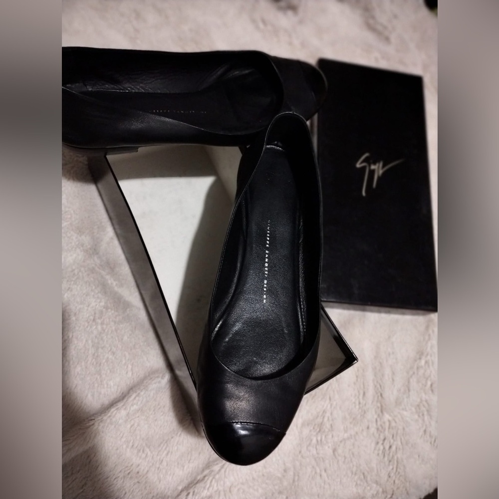 Giuseppe Black Leather Women's flats